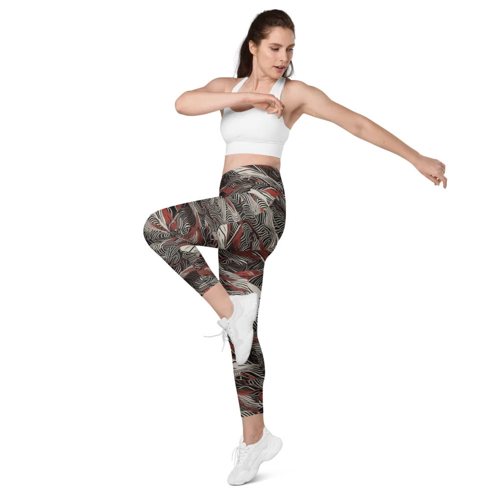 Zebra Riptide on Leggings with Pockets — Left Front