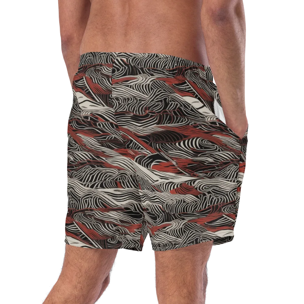 Zebra Riptide on Swim Trunks — Right Back