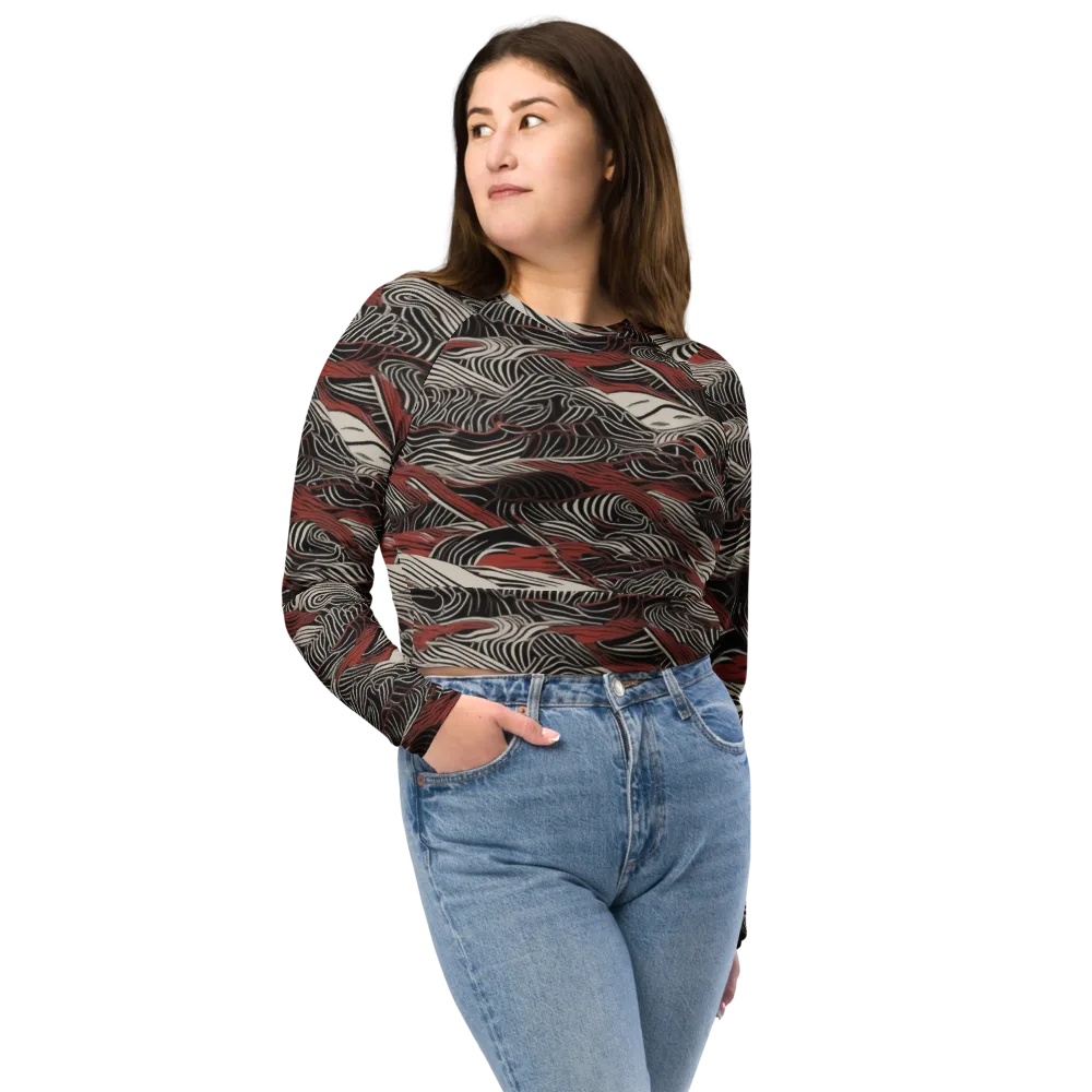 Zebra Riptide on Long Sleeve Crop Top — Front