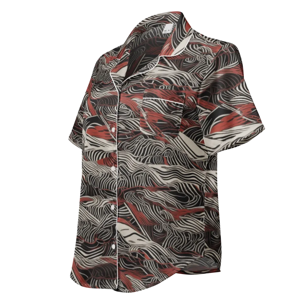 Zebra Riptide on Women's Short Sleeve Pajama Top — Left Front