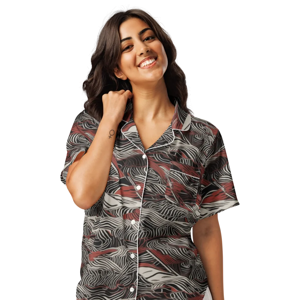 Zebra Riptide on Women's Short Sleeve Pajama Top — Front