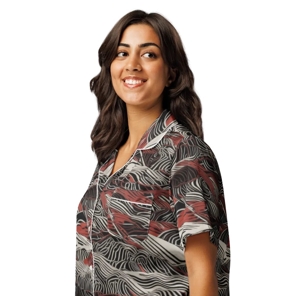 Zebra Riptide on Women's Short Sleeve Pajama Top — Left Front