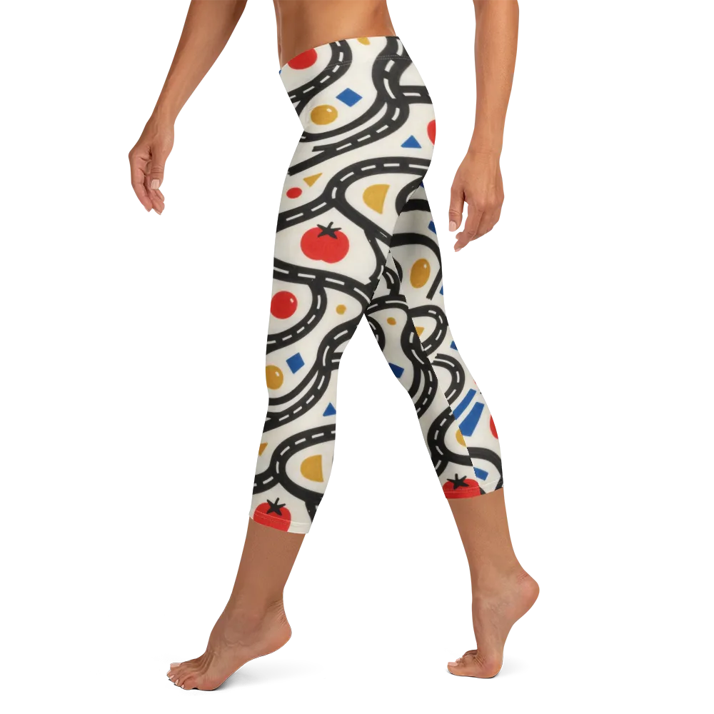 Traffic Jam on Capri Leggings — Left