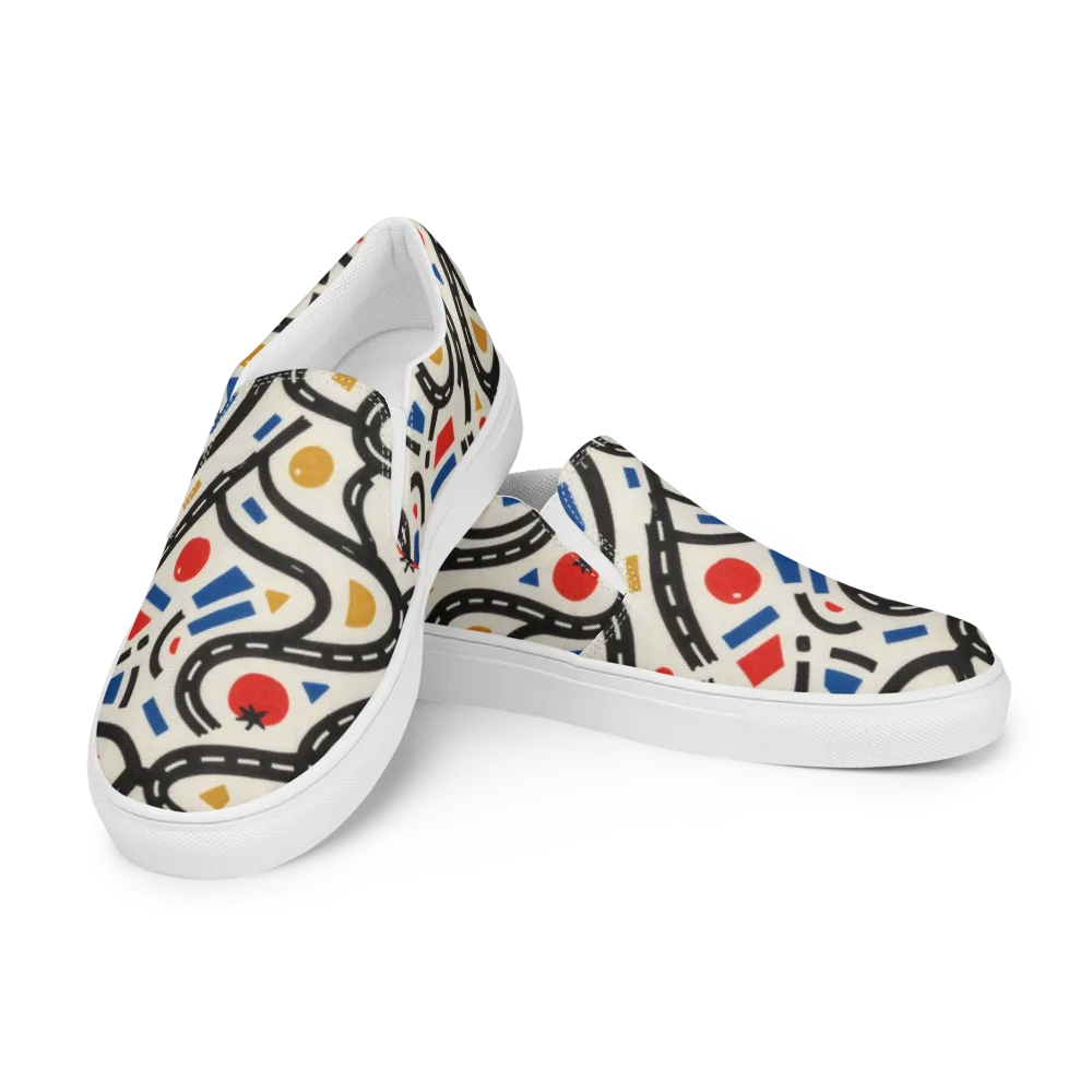 Traffic Jam on Men's Slip-On Canvas Shoes — Left Front