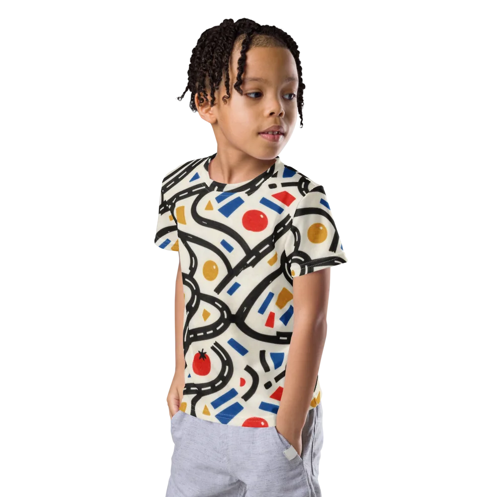 Traffic Jam on Kids Crew Neck T-Shirt — Left Front