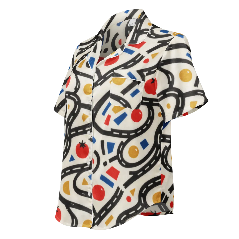 Traffic Jam on Women's Short Sleeve Pajama Top — Left Front