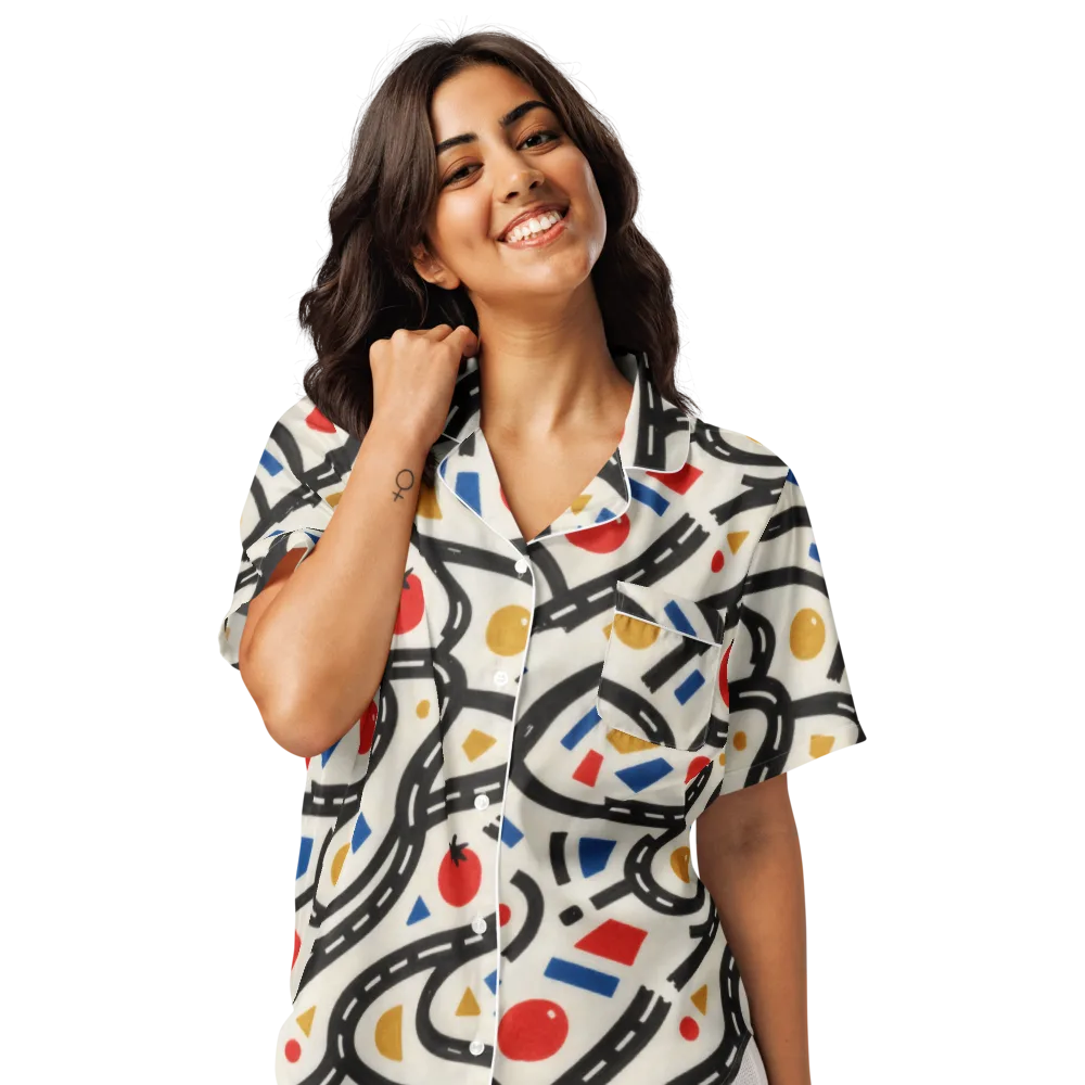 Traffic Jam on Women's Short Sleeve Pajama Top — Front