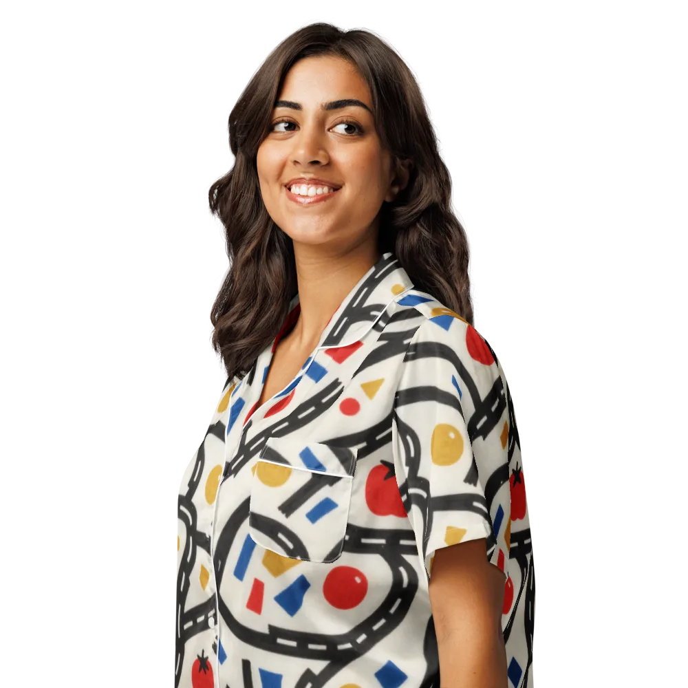 Traffic Jam on Women's Short Sleeve Pajama Top — Left Front