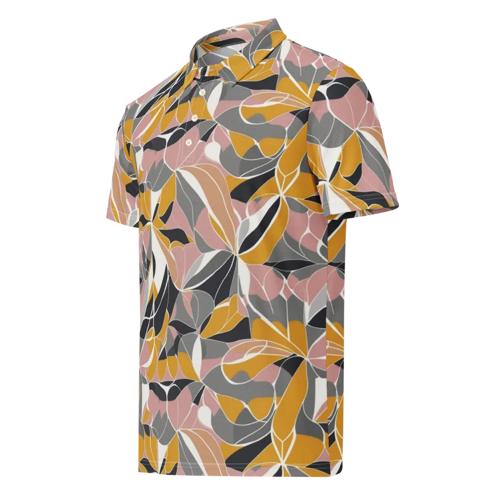 Ochre Petal Circuit on Men's Slim Fit Polo Shirt — Left Front