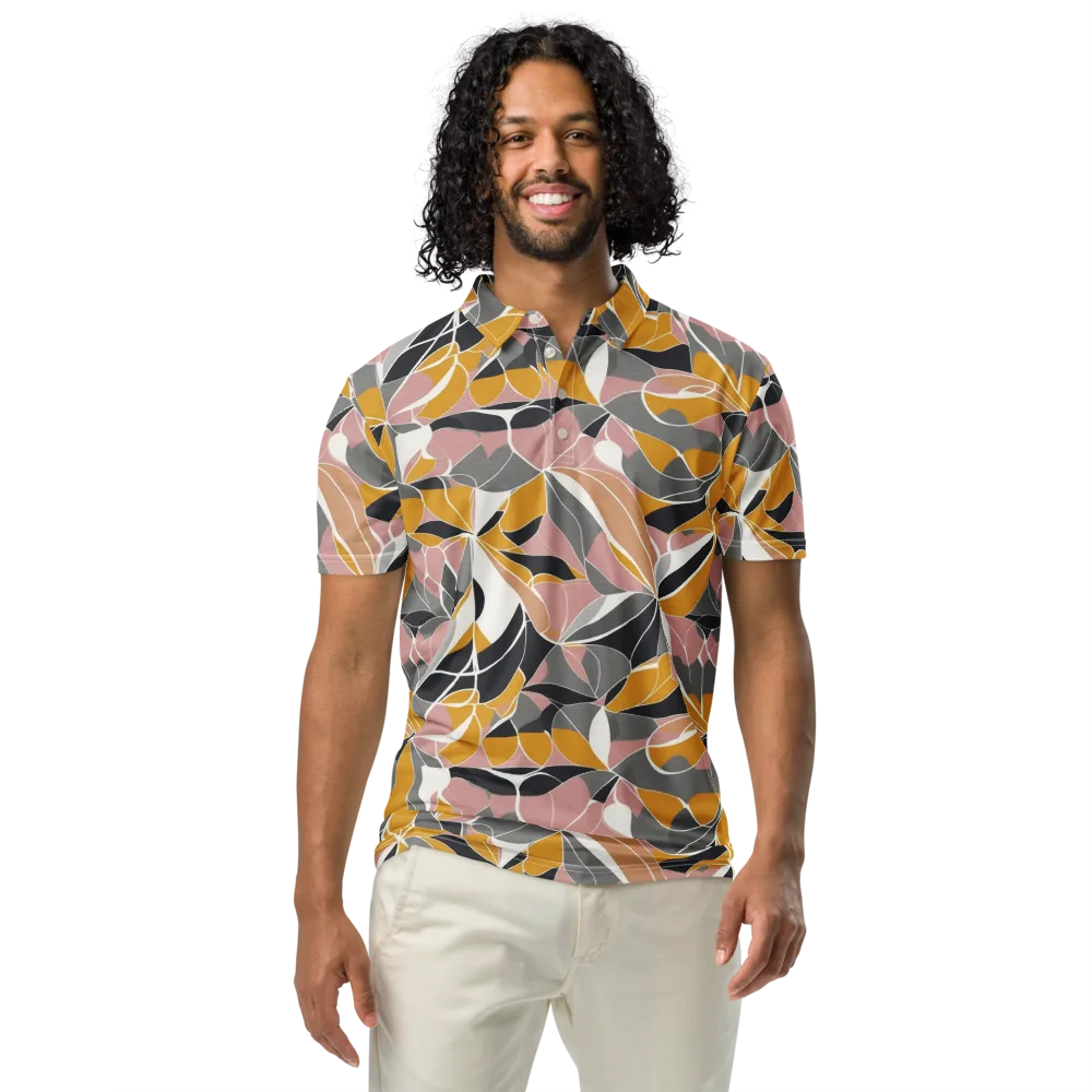Ochre Petal Circuit on Men's Slim Fit Polo Shirt — Front