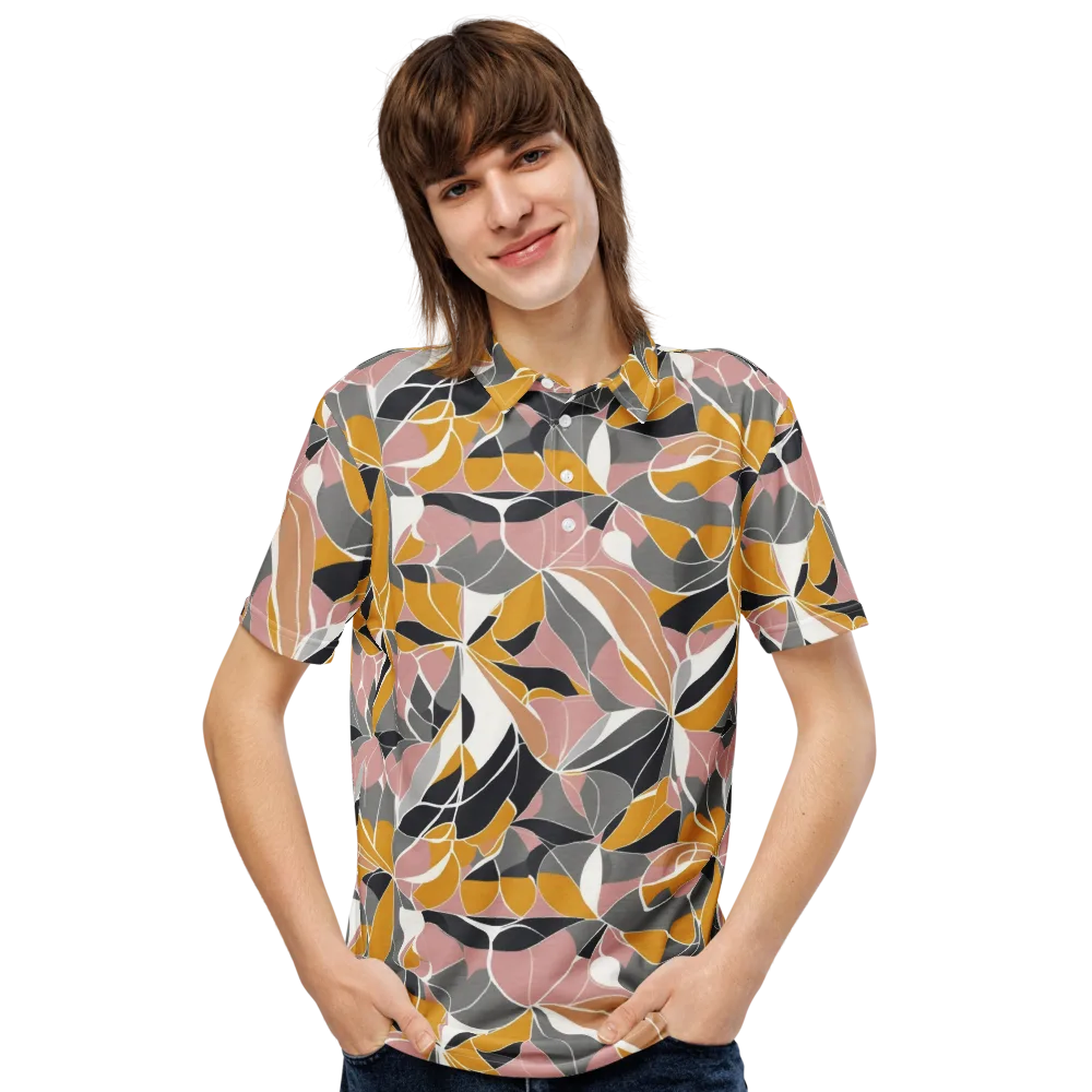 Ochre Petal Circuit on Men's Slim Fit Polo Shirt — Front
