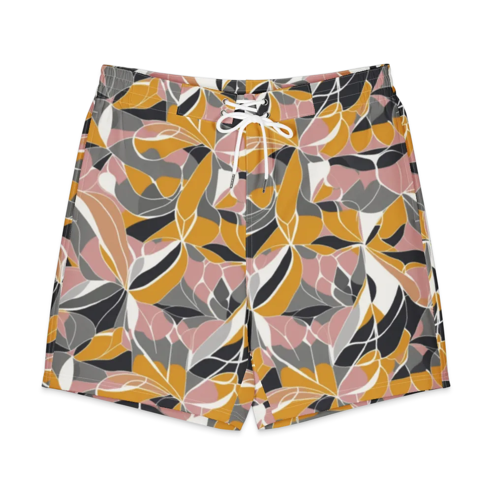Ochre Petal Circuit on Men's Board Shorts — Front