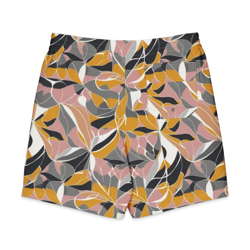 Ochre Petal Circuit on Men's Board Shorts — Back