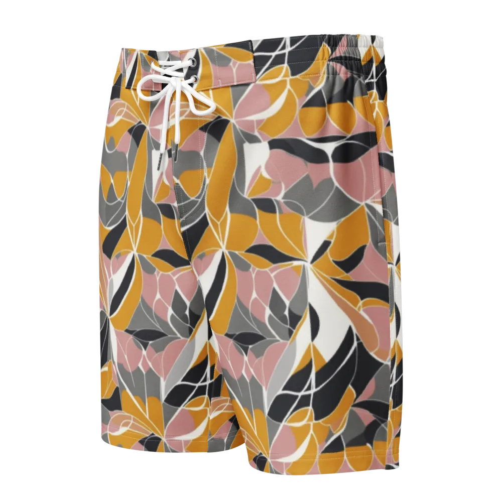 Ochre Petal Circuit on Men's Board Shorts — Front