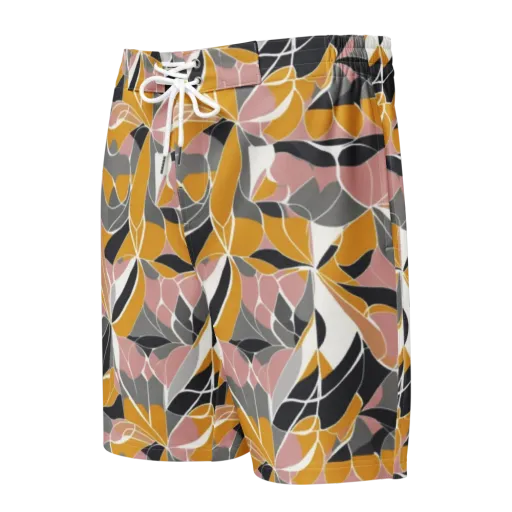 Ochre Petal Circuit on a Men's Board Shorts