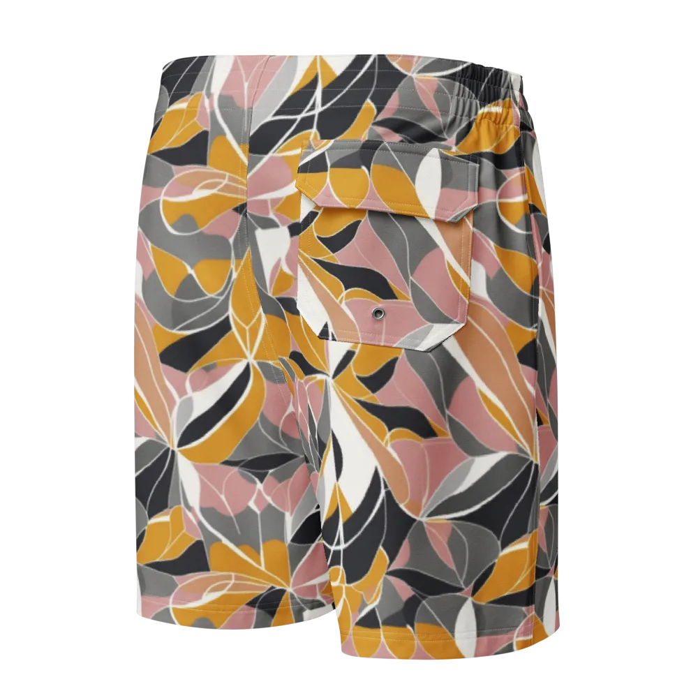 Ochre Petal Circuit on Men's Board Shorts — Back