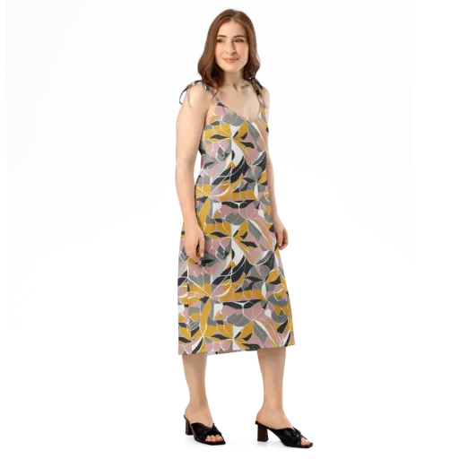 Ochre Petal Circuit on a Slip Dress