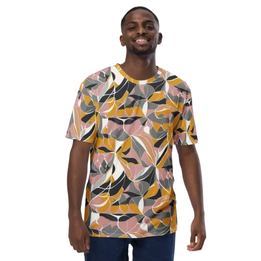 Ochre Petal Circuit on a Men's Crew Neck T-Shirt