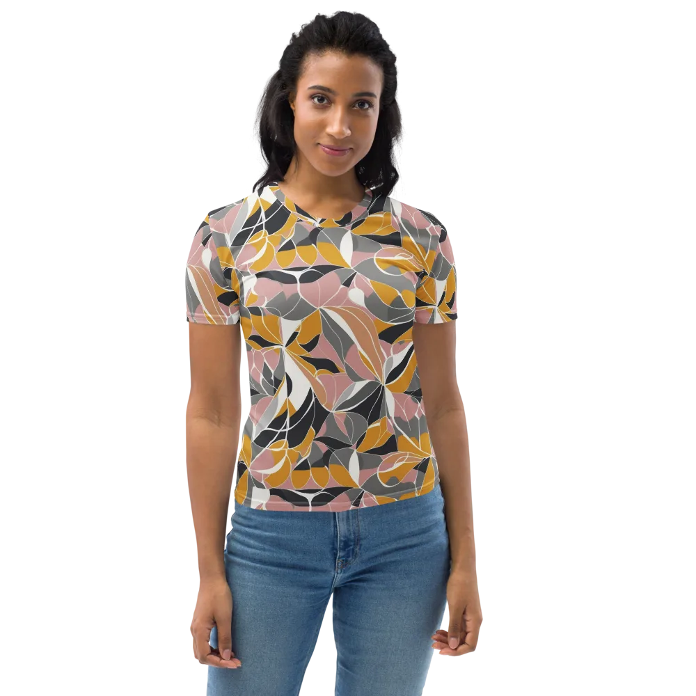 Ochre Petal Circuit on Women's Crew Neck T-Shirt — Front