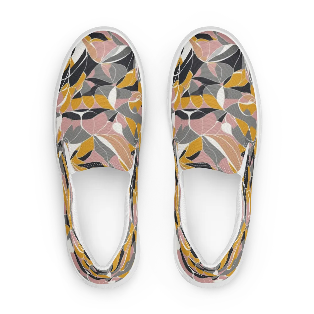 Ochre Petal Circuit on Men's Slip-On Canvas Shoes — Front
