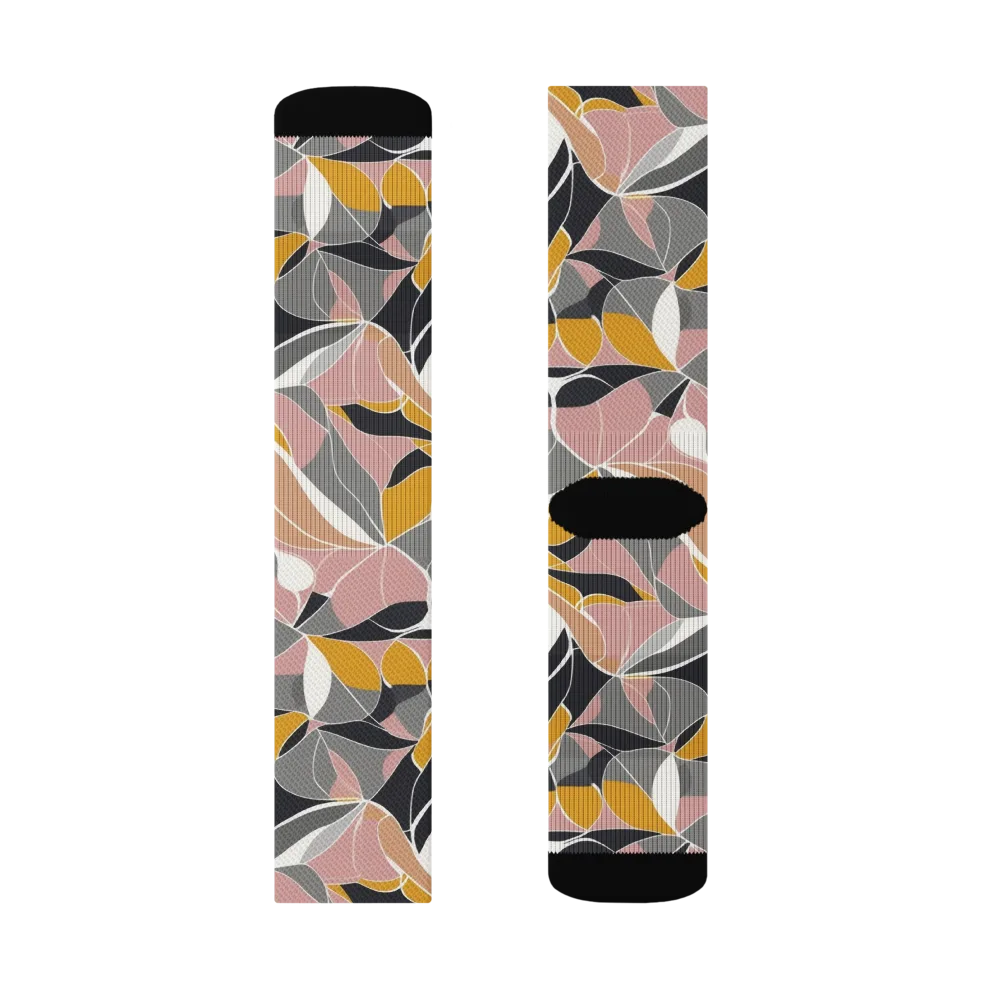 Ochre Petal Circuit on Socks — Right Sock