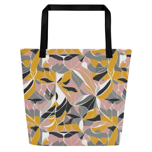 Ochre Petal Circuit on a Large Tote Bag W/ Pocket