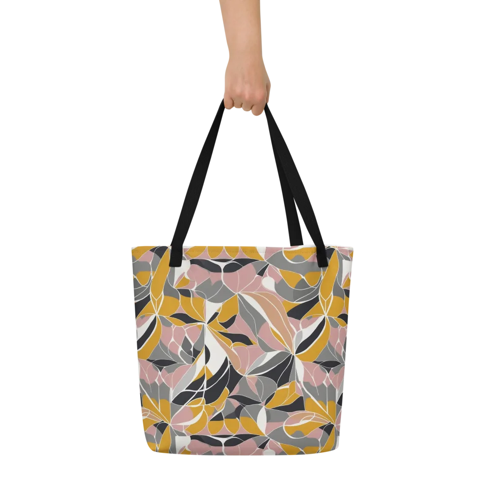 Ochre Petal Circuit on Large Tote Bag W/ Pocket — Front