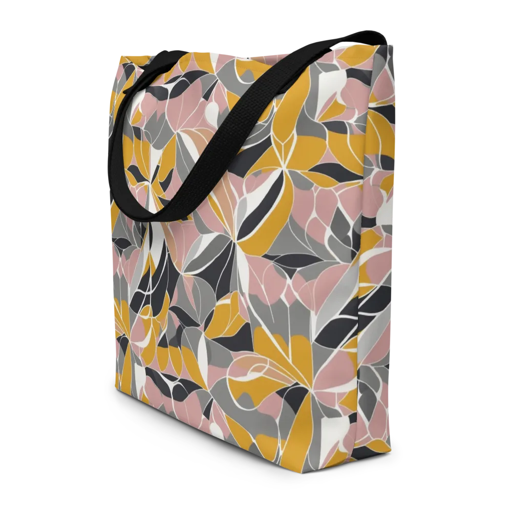 Ochre Petal Circuit on Large Tote Bag W/ Pocket — Front