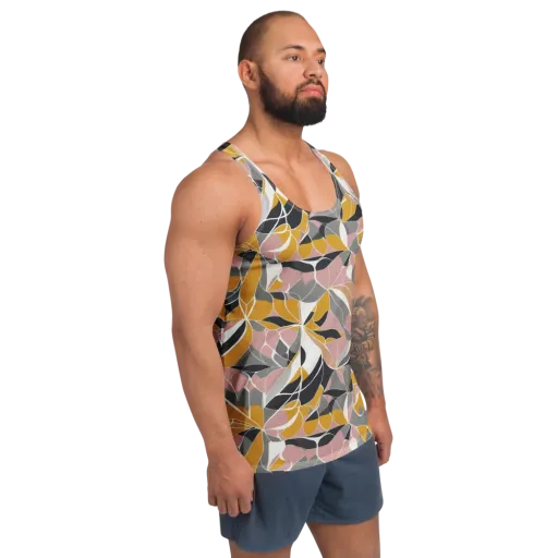 Ochre Petal Circuit on a Men's Tank Top