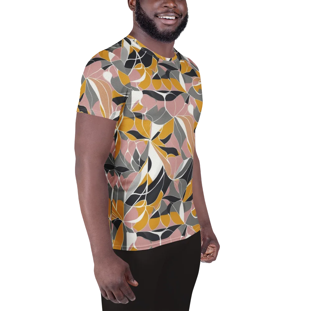 Ochre Petal Circuit on Men's Athletic T-Shirt — Right