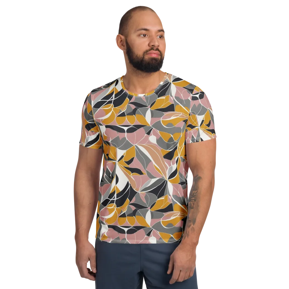 Ochre Petal Circuit on Men's Athletic T-Shirt — Front