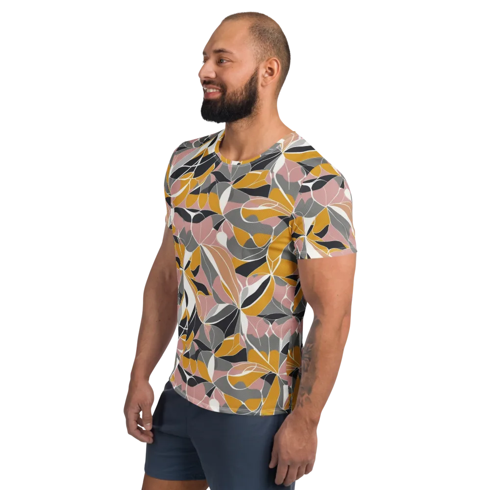 Ochre Petal Circuit on Men's Athletic T-Shirt — Left