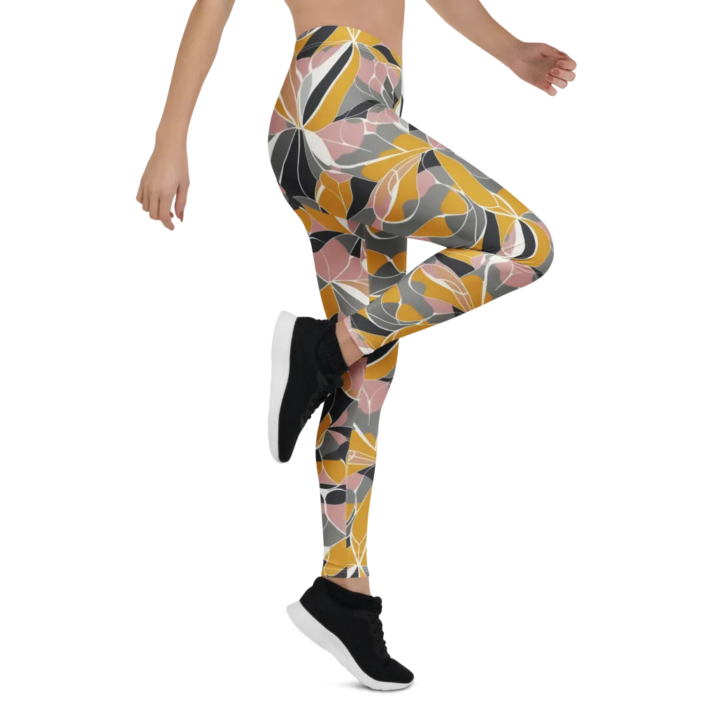 Ochre Petal Circuit on Leggings — Right