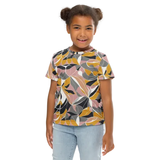 Ochre Petal Circuit on a Kids Crew Neck T-Shirt