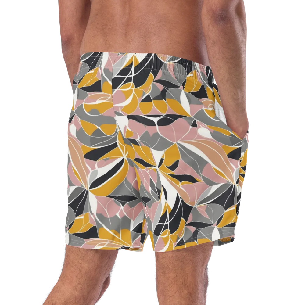 Ochre Petal Circuit on Swim Trunks — Right Back