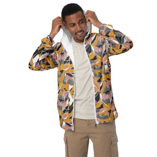 Ochre Petal Circuit on a Men's Windbreaker