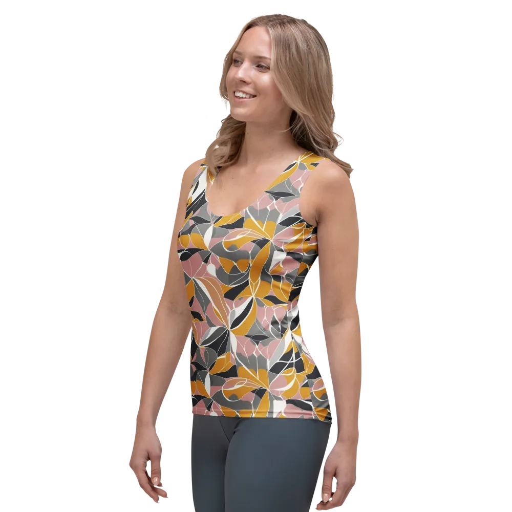 Ochre Petal Circuit on Women's Tank Top — Left Front
