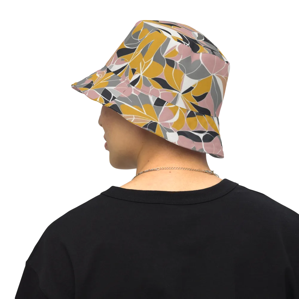 Ochre Petal Circuit on Reversible Bucket Hat — Back Inside