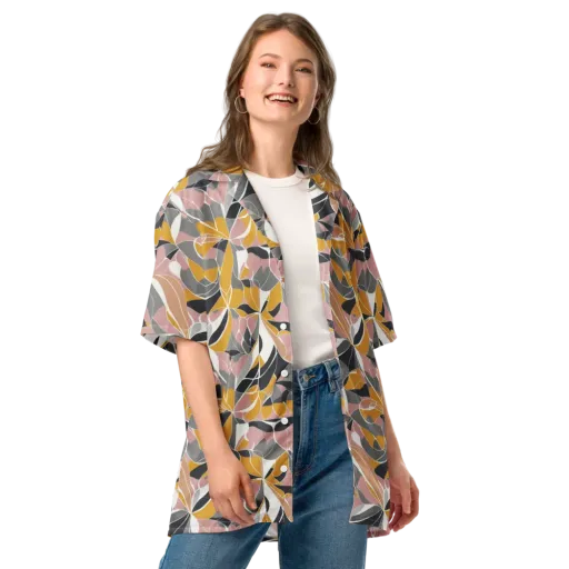 Ochre Petal Circuit on a Button Shirt