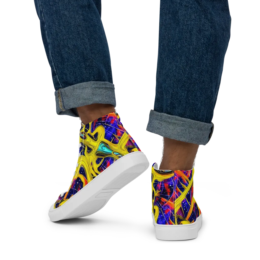 Carlo Galli Bibiena on Men's High Top Canvas Shoes — Back