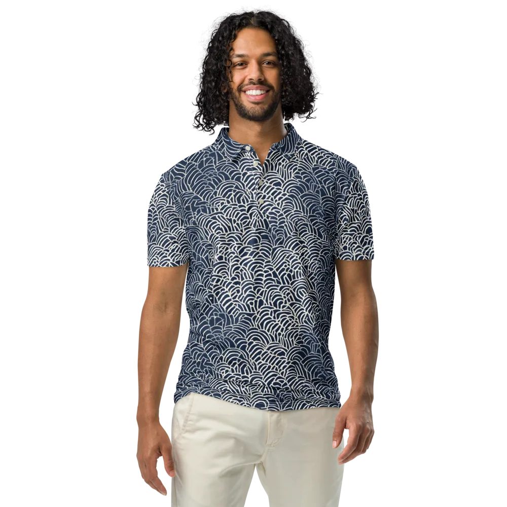 Indigo Fanwork on Men's Slim Fit Polo Shirt — Front