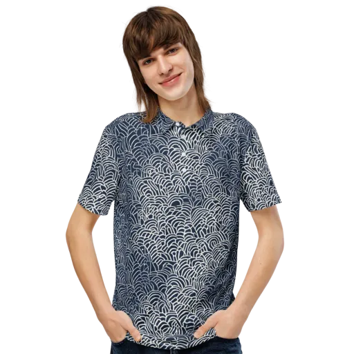 Indigo Fanwork on a Men's Slim Fit Polo Shirt