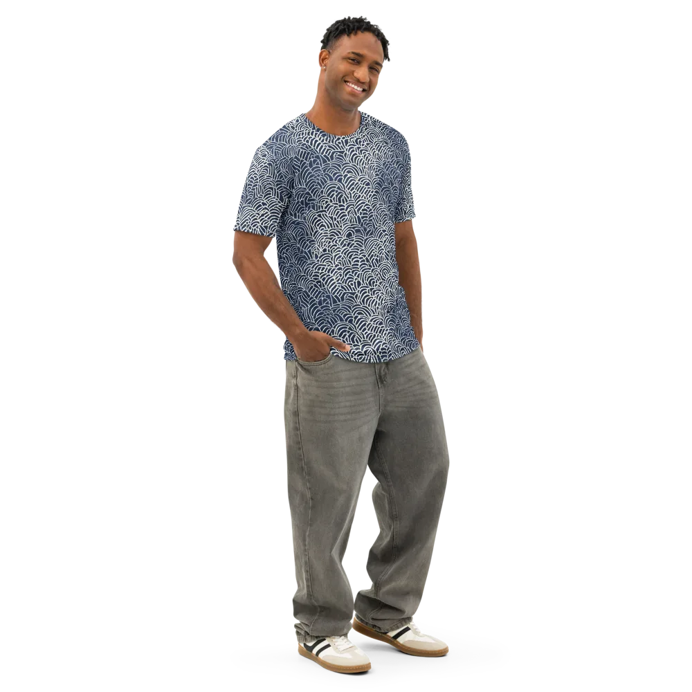 Indigo Fanwork on Men's Cotton Crew Neck T-Shirt — Right Front