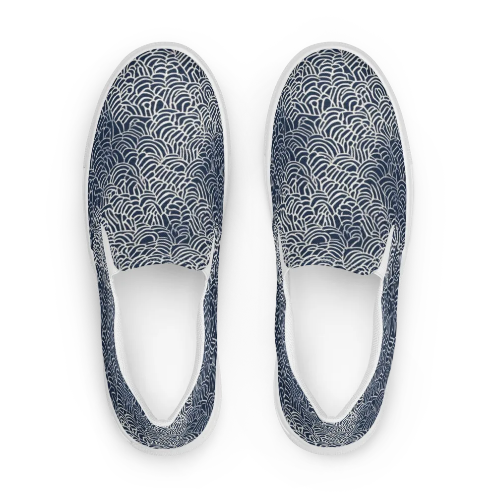 Indigo Fanwork on Men's Slip-On Canvas Shoes — Front