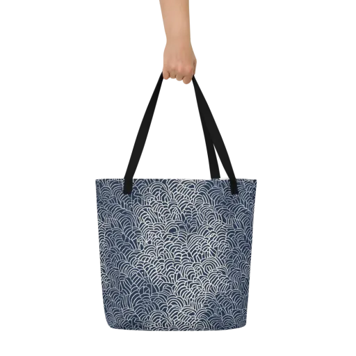 Indigo Fanwork on a Large Tote Bag W/ Pocket