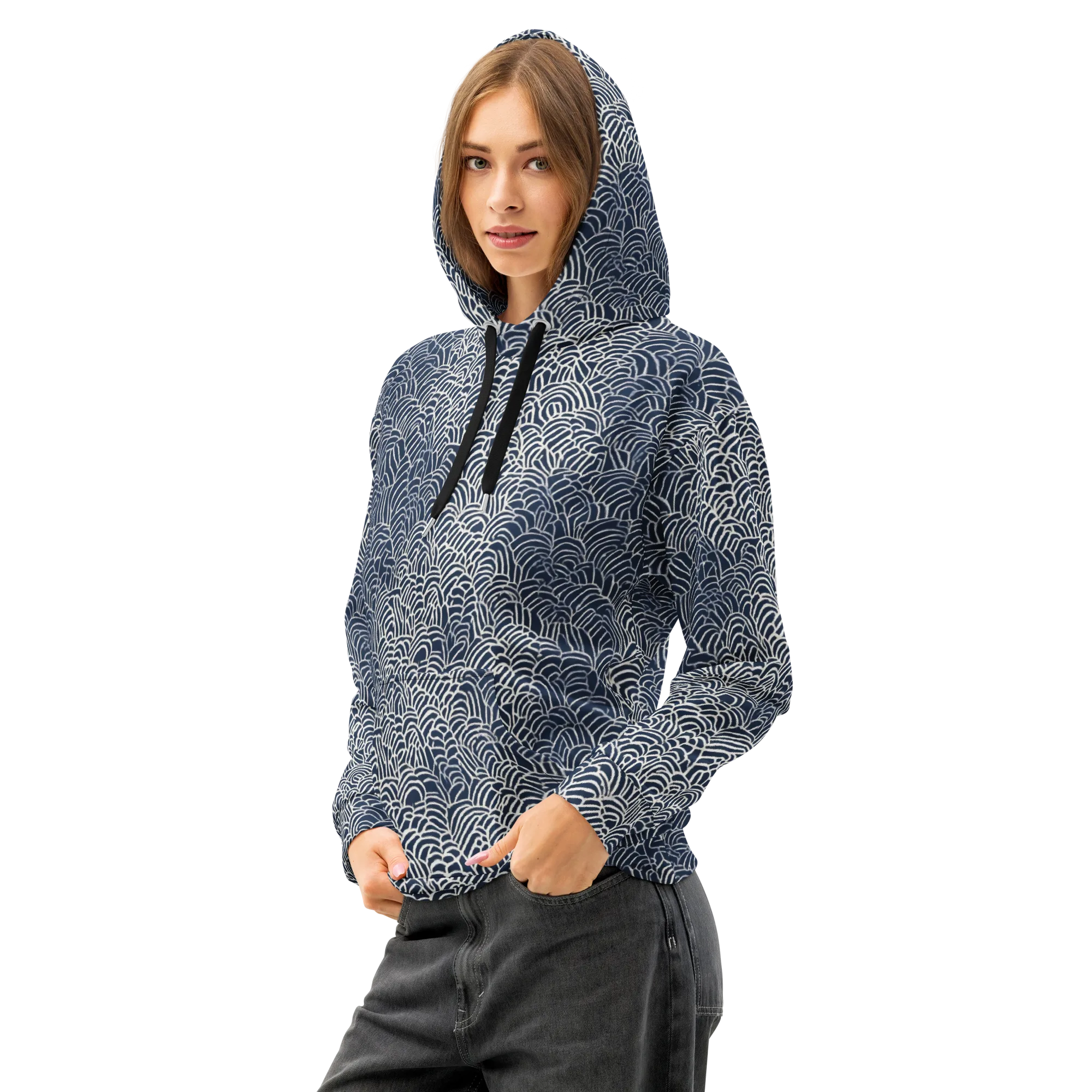 Indigo Fanwork on Cotton Hoodie — Left Front