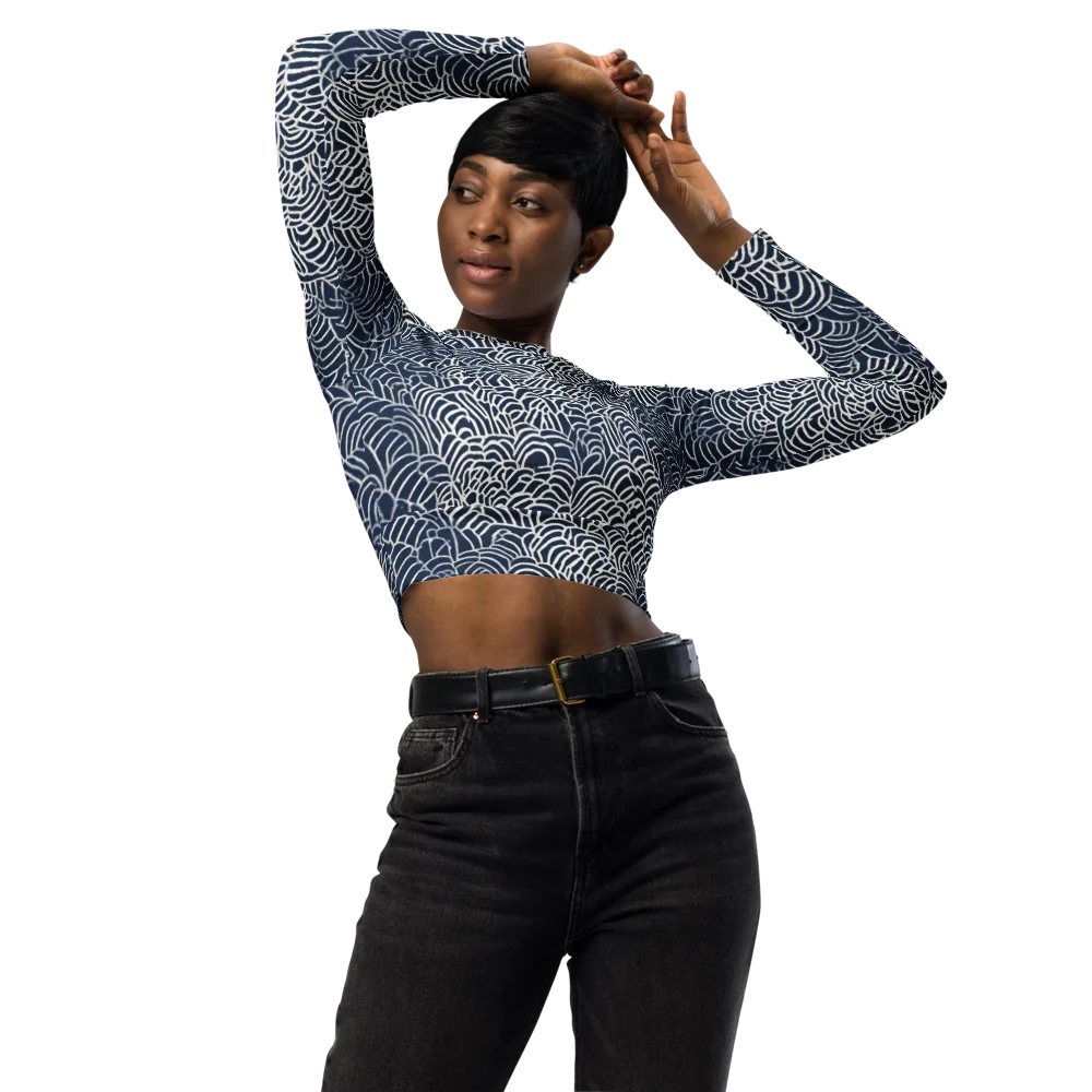 Indigo Fanwork on Long Sleeve Crop Top — Front