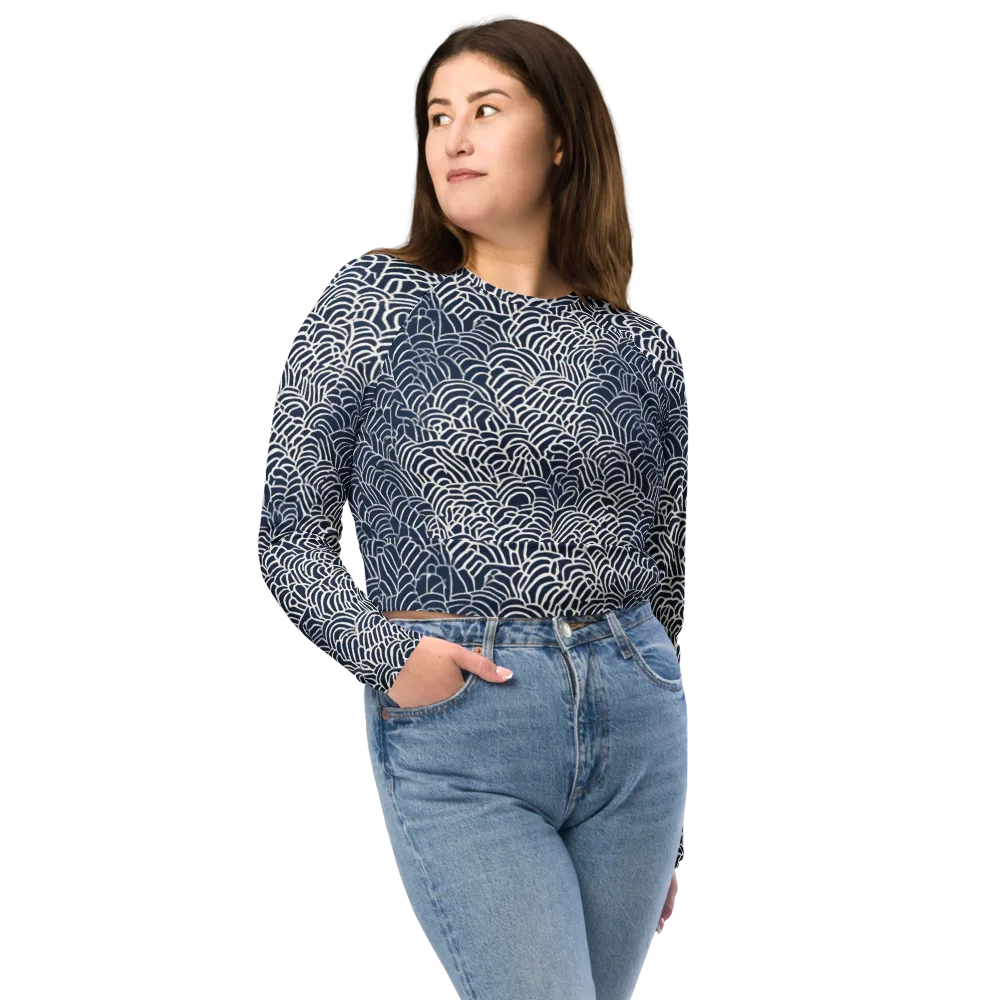 Indigo Fanwork on Long Sleeve Crop Top — Front