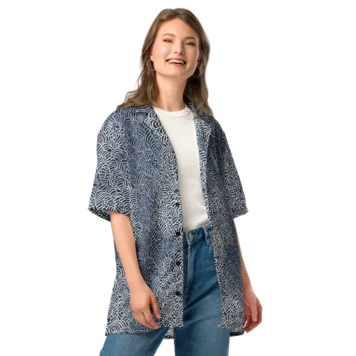 Indigo Fanwork on a Button Shirt