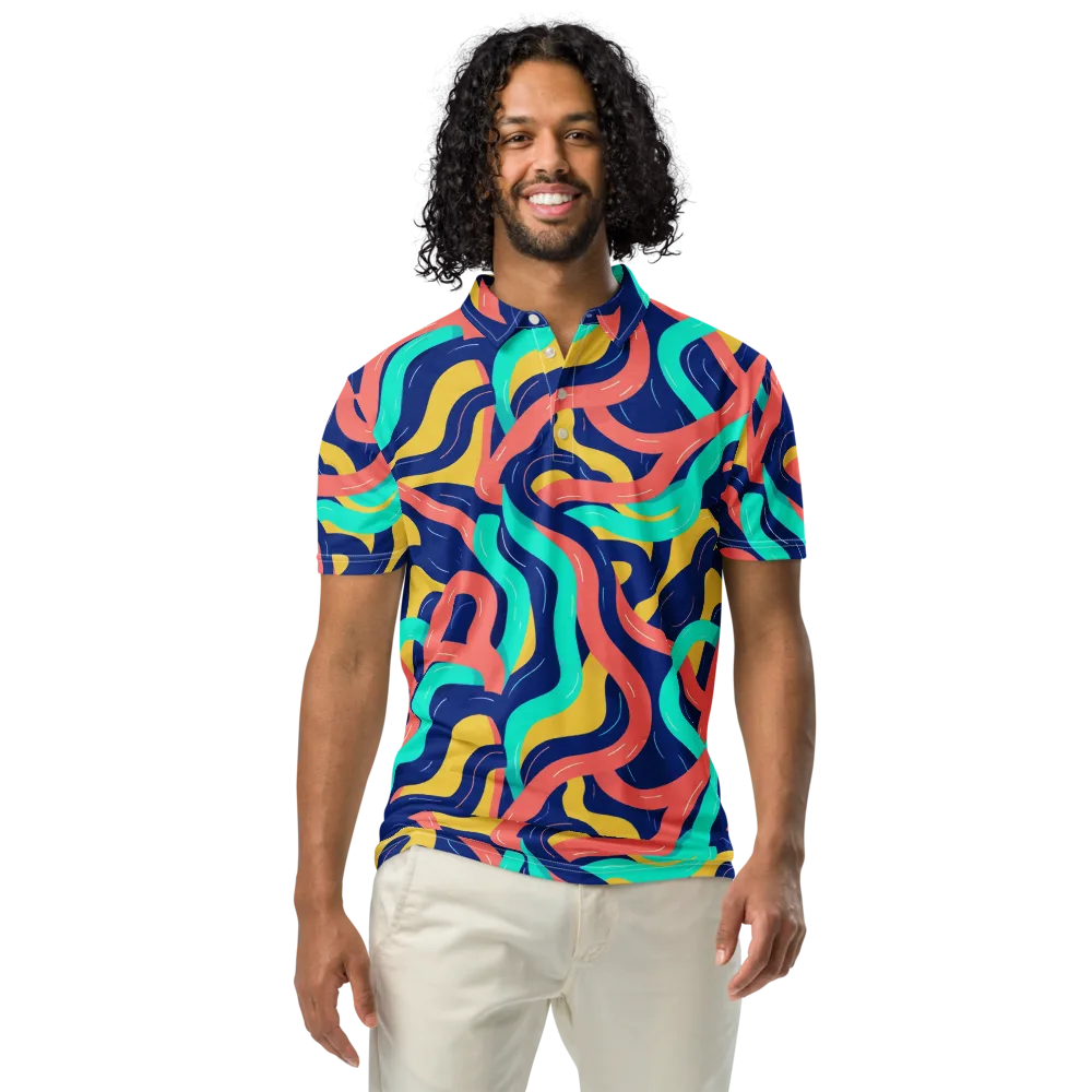 Chromatic Knot on Men's Slim Fit Polo Shirt — Front